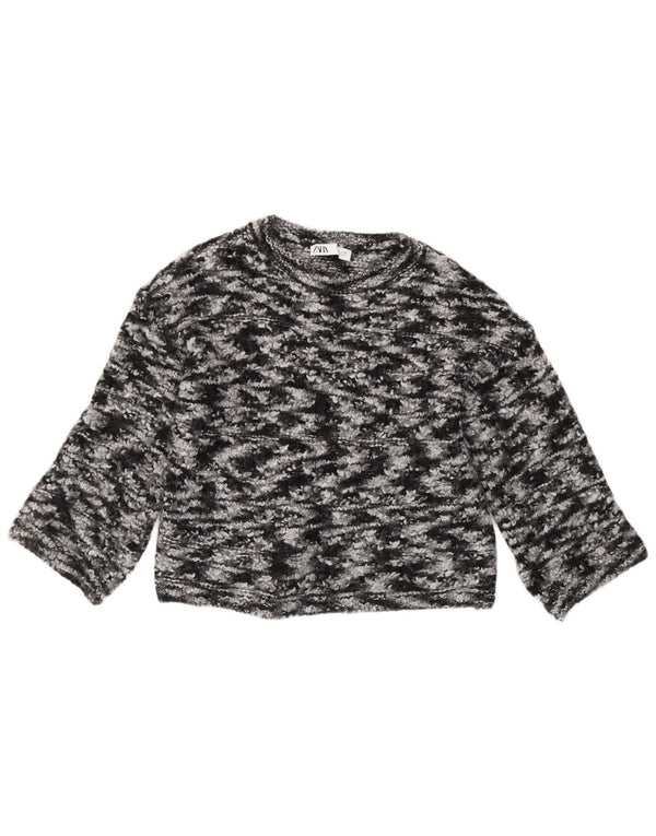 Damski sweter Zara z rękawem 3/4 i dekoltem w łódkę UK 14 Medium Black Tie Dye