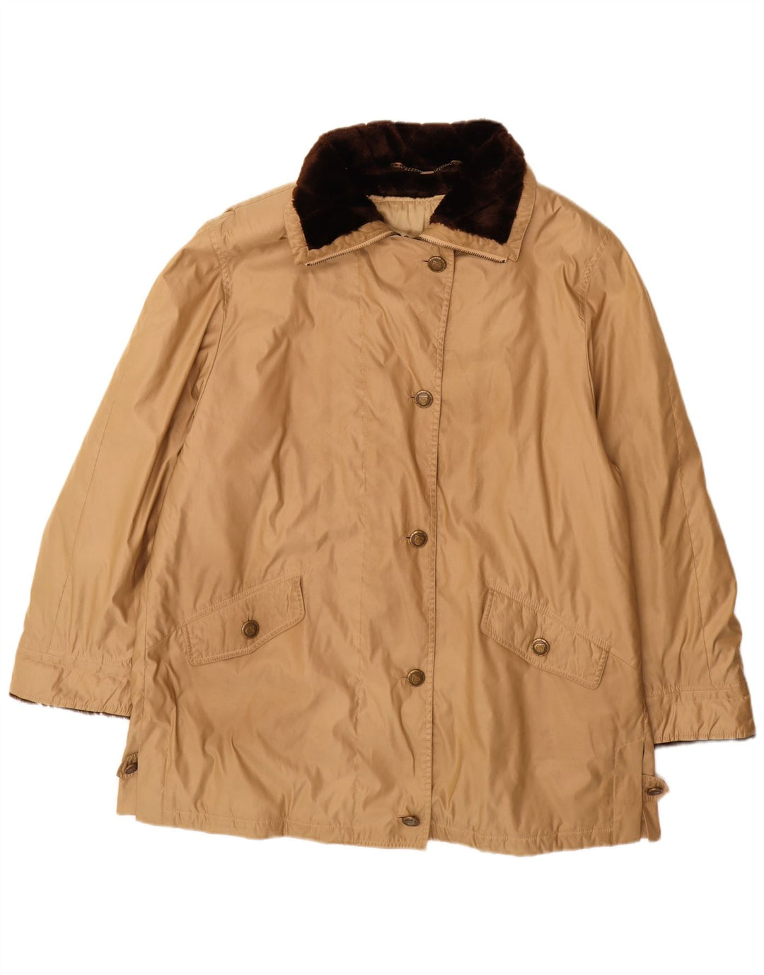 Delmod Damski płaszcz wiatrówkowy oversize UK 18 XL Beżowy poliester