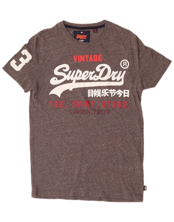 Męski T-shirt Superdry z grafiką, średnioszary, bawełniany w cętki