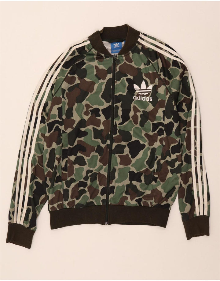 Adidas Męska kurtka dresowa, duża, kamuflaż khaki, poliester