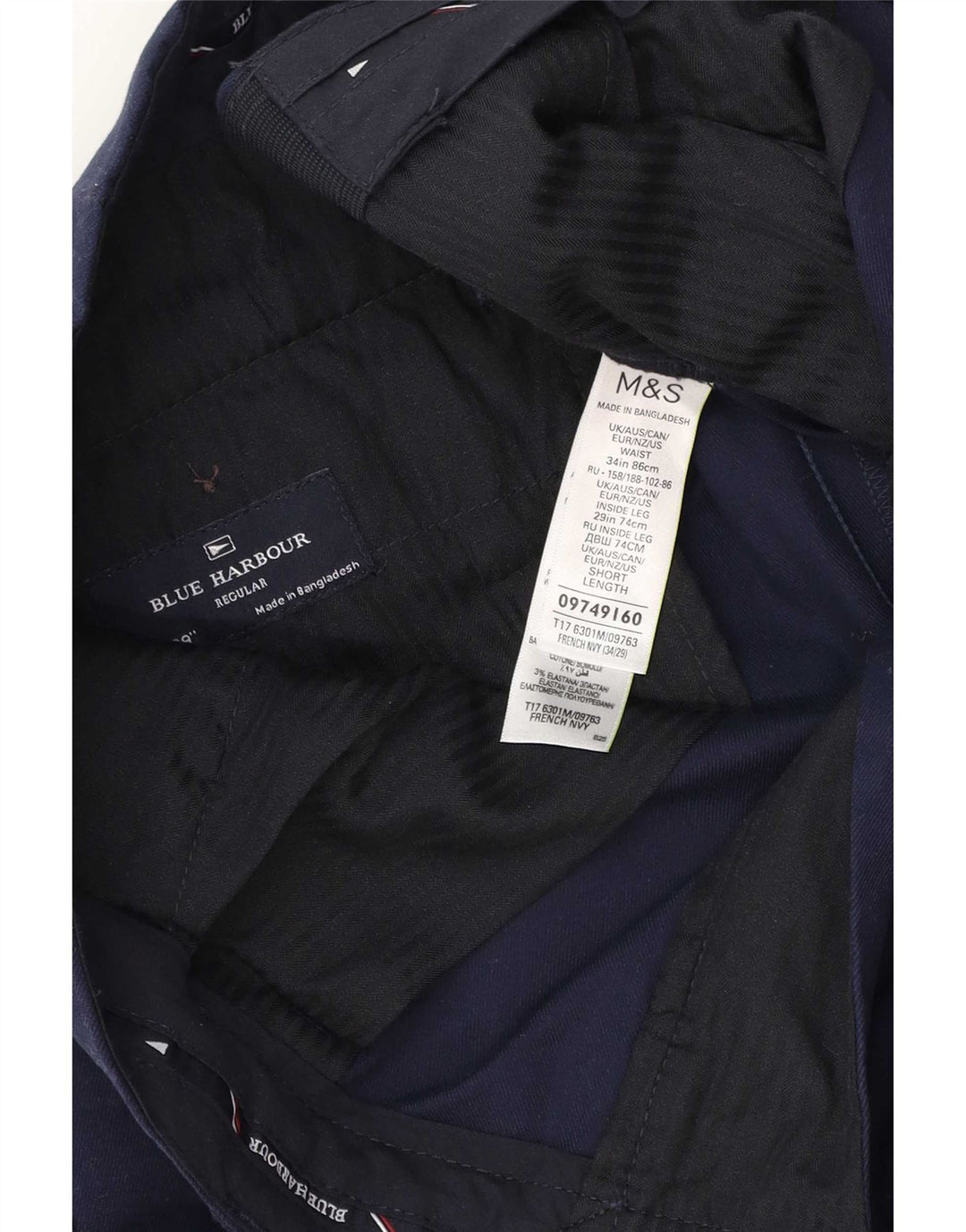 Spodnie męskie Marks & Spencer Blue Harbor Regular Chino W34 L29 Granatowe
