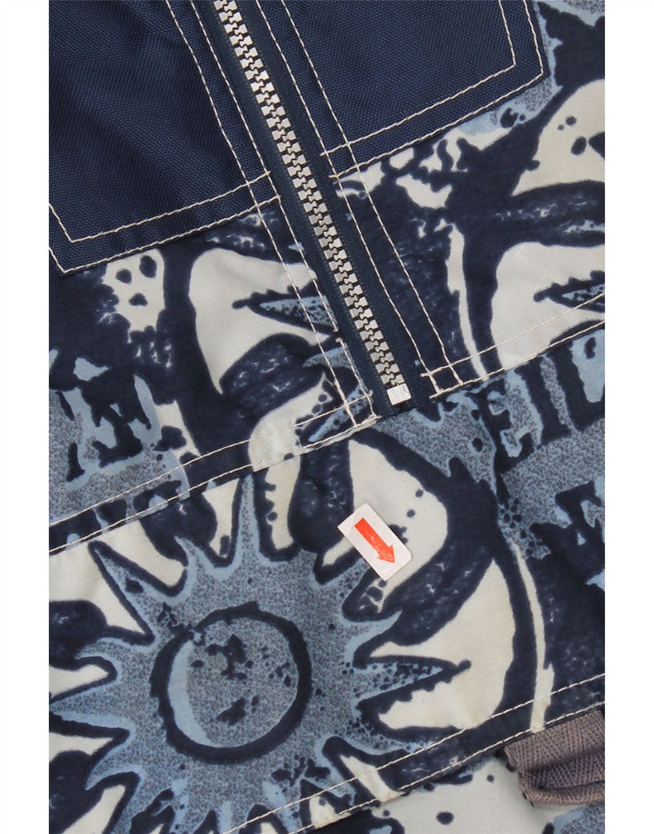 JINGLERS Mens Abstract Pattern Anorak Jacket UK 38 Medium Blue Nylon