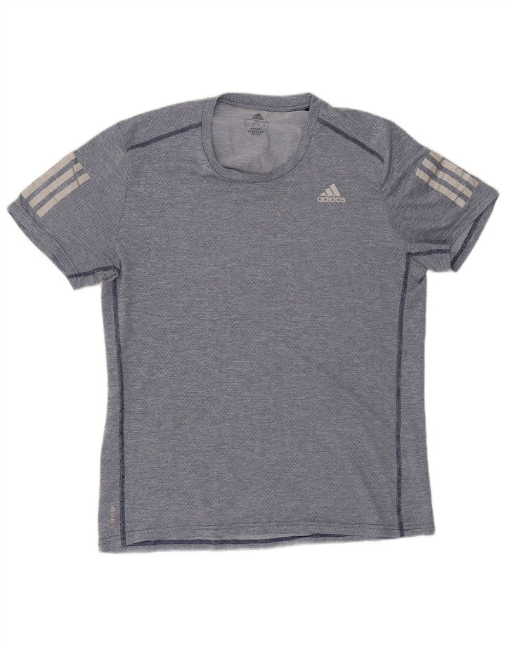 Męska koszulka Adidas Aeroready Top, średnia, granatowa, poliestrowa w paski