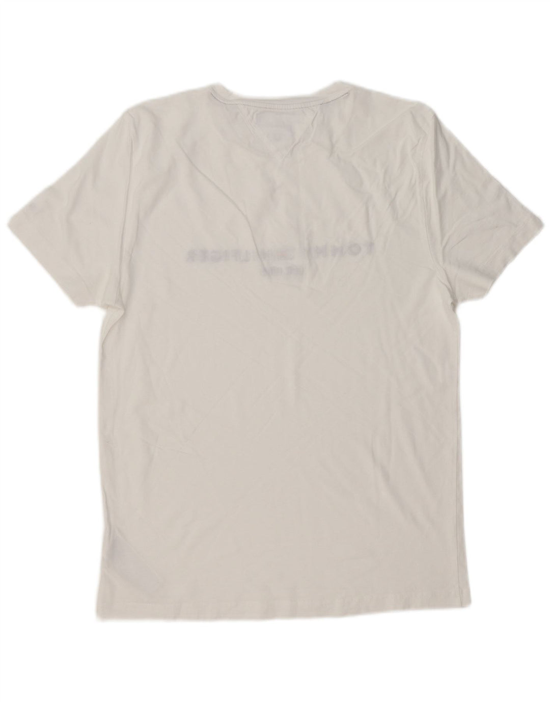 TOMMY HILFIGER Męski T-shirt z grafiką o dopasowanym kroju, duży, biały, bawełniany