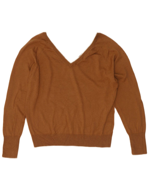 Sweter damski Zara o luźnym kroju z dekoltem w kształcie litery V, UK 10, mały brązowy