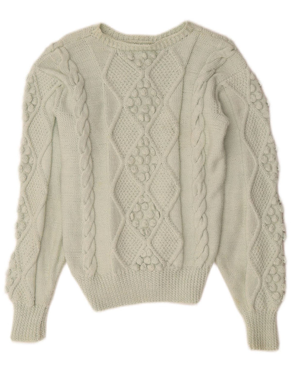 Sweter damski w stylu vintage z dekoltem w łódkę UK 14, średni zielony