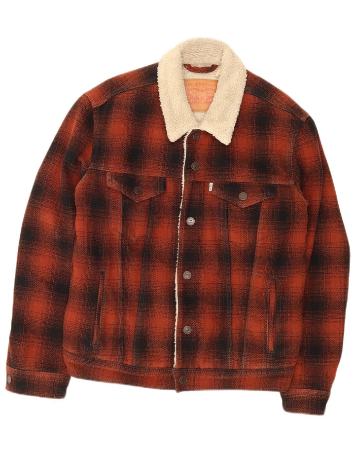 Męska kurtka Levi's Sherpa UK 38, poliester w czerwoną kratę