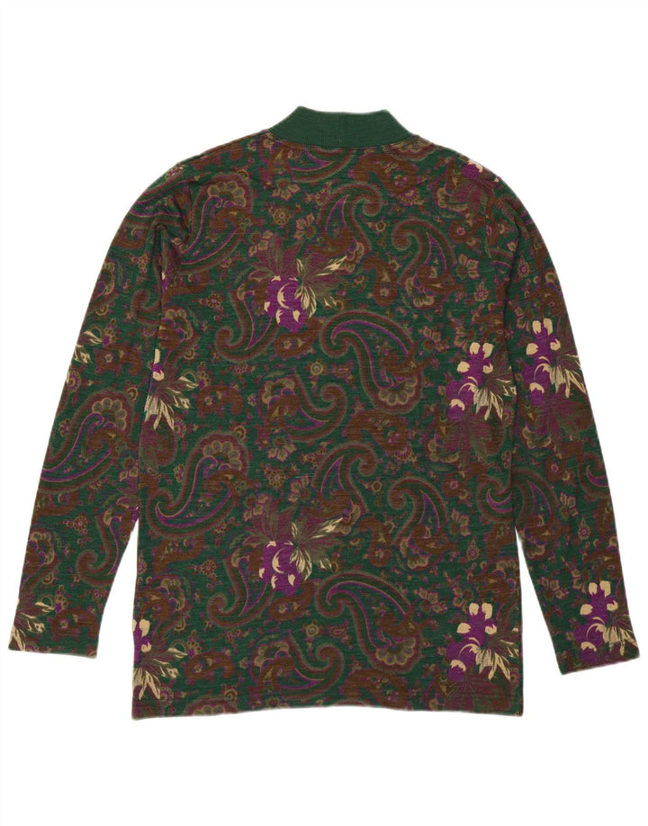 Sweter damski Andrea Mare z golfem UK 14, średni zielony paisley