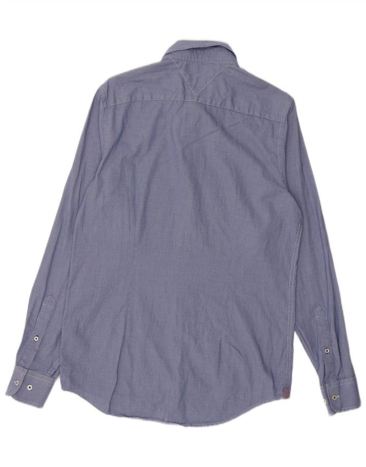 TOMMY HILFIGER Mens Slim Fit Abstract Pattern Shirt Medium Blue Cotton