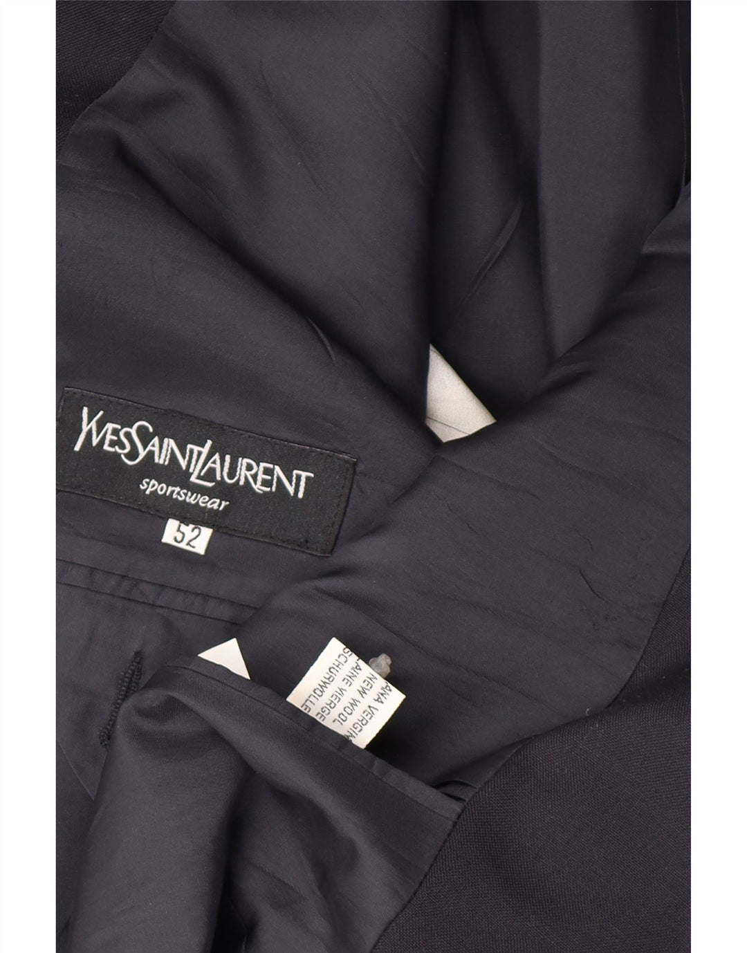 Męska marynarka zapinana na 2 guziki Yves Saint Laurent IT 52 XL Granatowa, nowa wełna