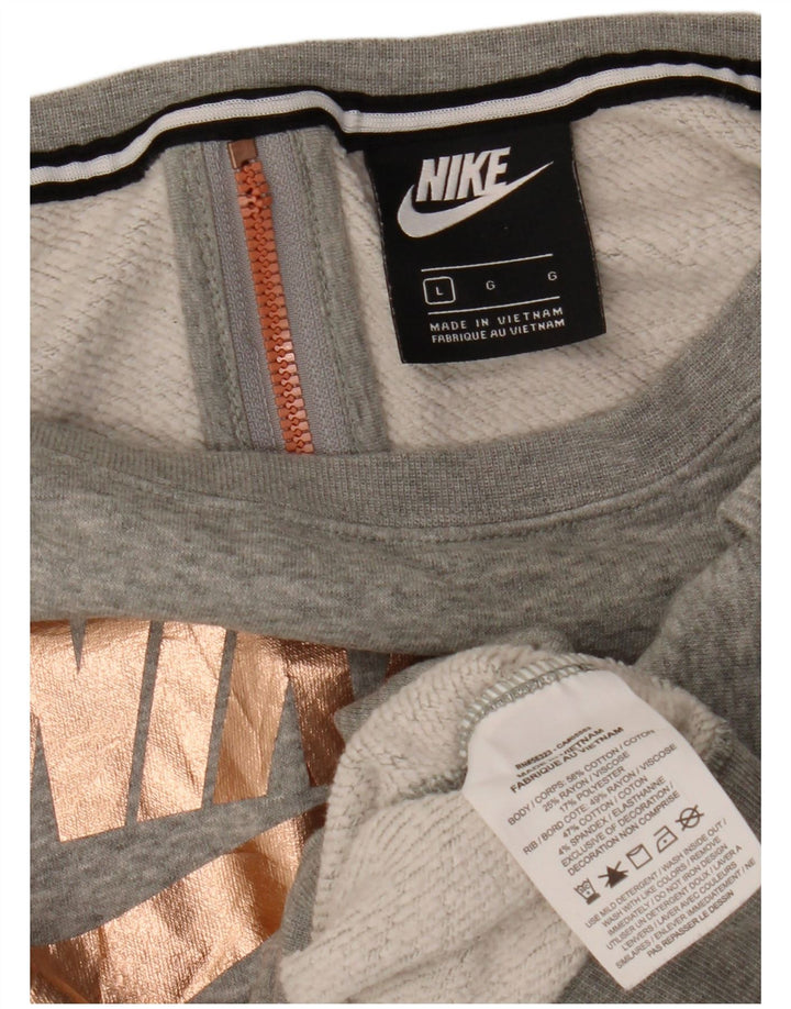 Damska bluza dresowa Nike Crop Graphic Oversize UK 16, duża, szara