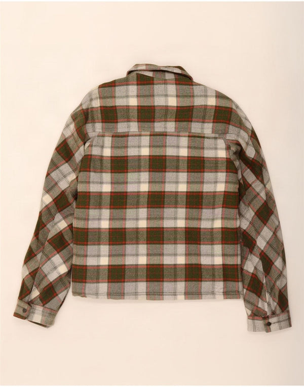 Męska koszula flanelowa w stylu vintage, średnia khaki w kratkę