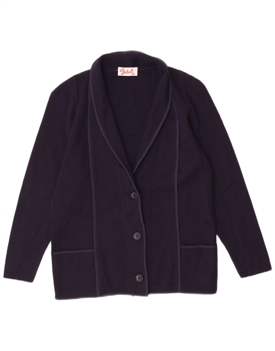 Sweter damski w stylu vintage IT 46, duży, granatowy, poliakryl