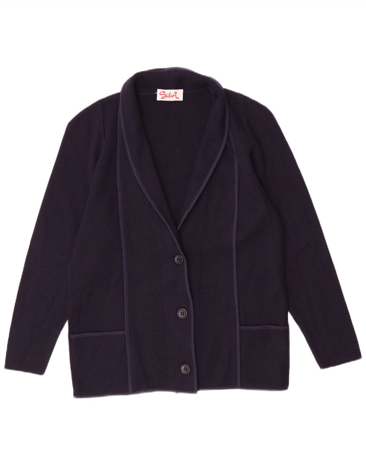 Sweter damski w stylu vintage IT 46, duży, granatowy, poliakryl