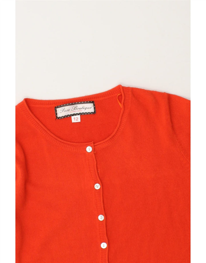 VINTAGE Womens Cardigan Sweater UK 12 Medium Orange Acrylic Vintage Vintage and Second-Hand Vintage from Messina Hembry 