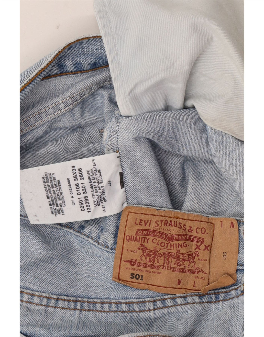 Męskie jeansy Levi's 501 Straight W38 L34 Niebieskie bawełniane