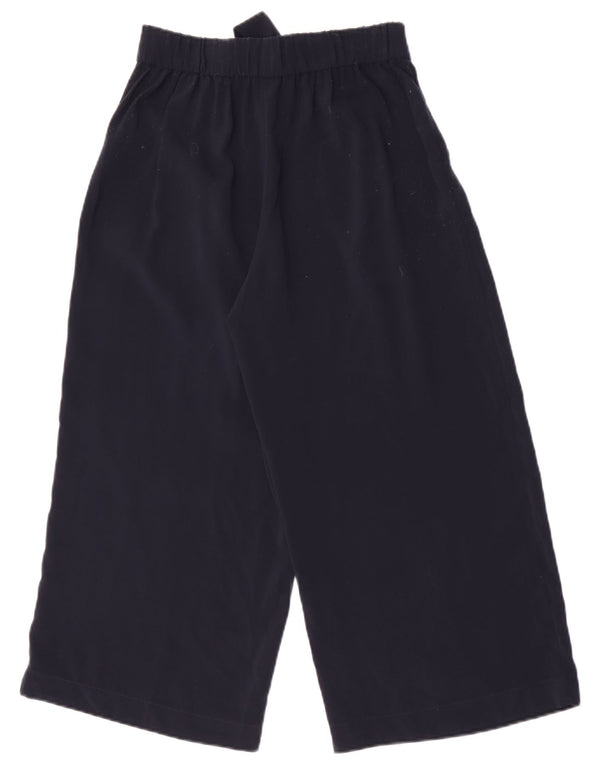 Zara Womens Wide Leg High Waist Capri Trousers Small W26 L22 Navy Blue