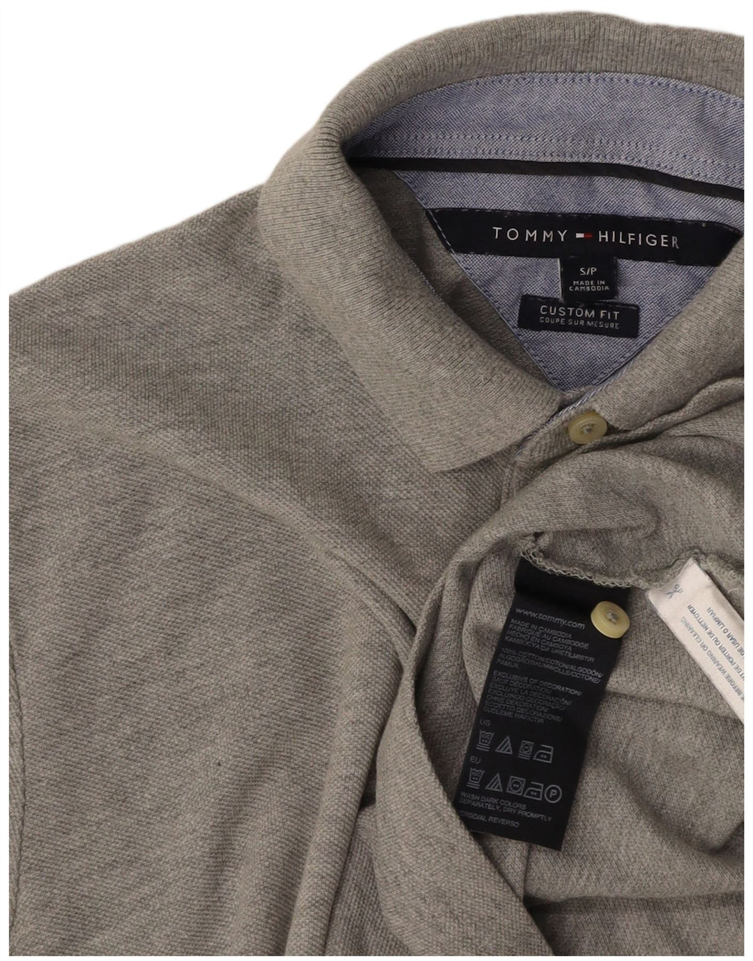 Męska koszulka polo TOMMY HILFIGER o dopasowanym kroju, mała, szara, bawełniana