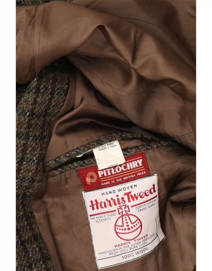 Męska marynarka zapinana na 2 guziki Harris Tweed UK 38 Średnia zielona pepitka