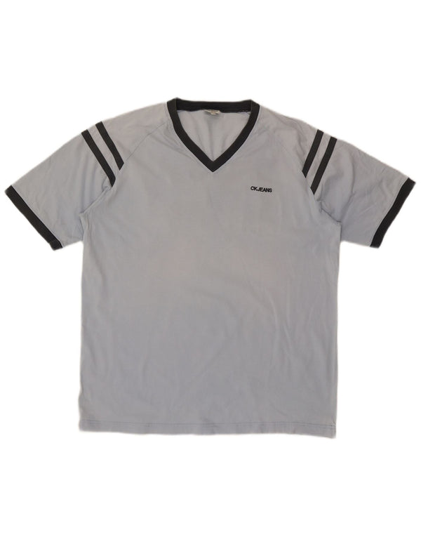 Męski T-shirt z grafiką CALVIN KLEIN JEANS, duży, niebieski