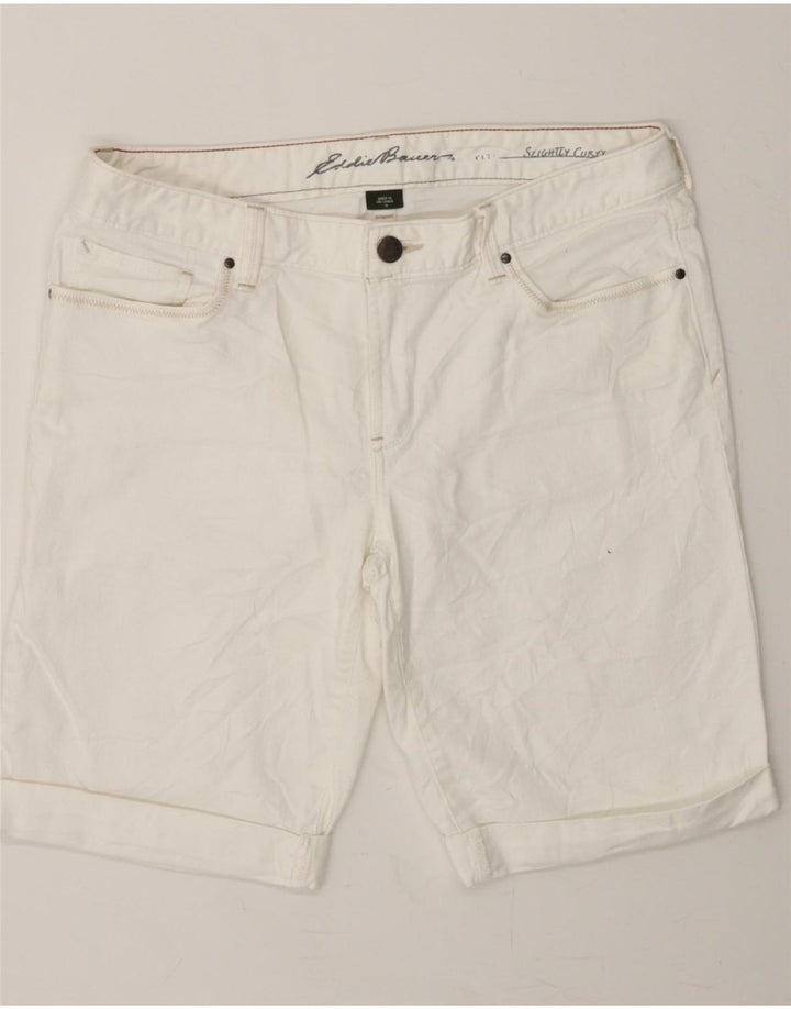 EDDIE BAUER Womens Slightly Curvy Denim Shorts US 12 Large W34  White Vintage Eddie Bauer and Second-Hand Eddie Bauer from Messina Hembry 