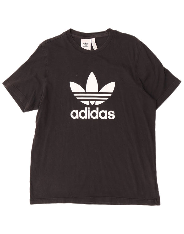 Męska koszulka z grafiką Adidas, duża, czarna, bawełniana