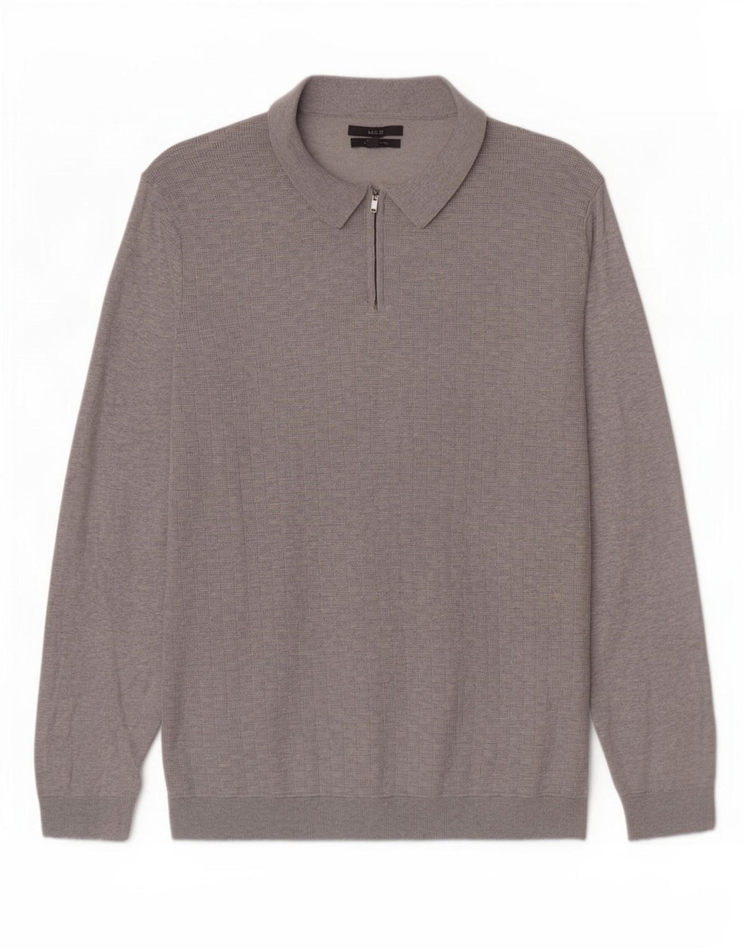 Marks & Spencer Męski sweter polo, 2XL, szary, bawełniany