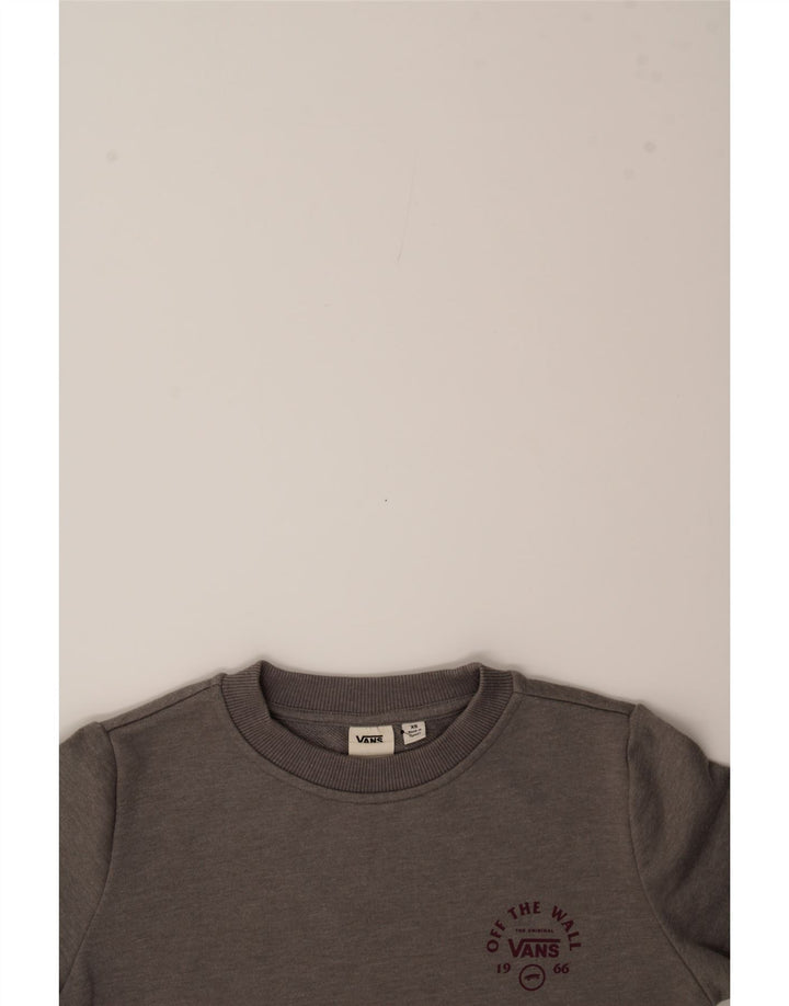 VANS Womens Oversized Graphic Sweatshirt Jumper UK 6 XS Grey Cotton Vintage Vans and Second-Hand Vans from Messina Hembry 