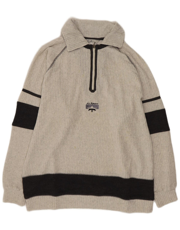 Męski sweter polo Lotto, duży, szary, bawełniany w bloki kolorów