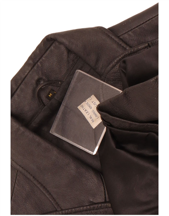 Vintage męska skórzana marynarka zapinana na 3 guziki UK 38, średnia czarna skóra