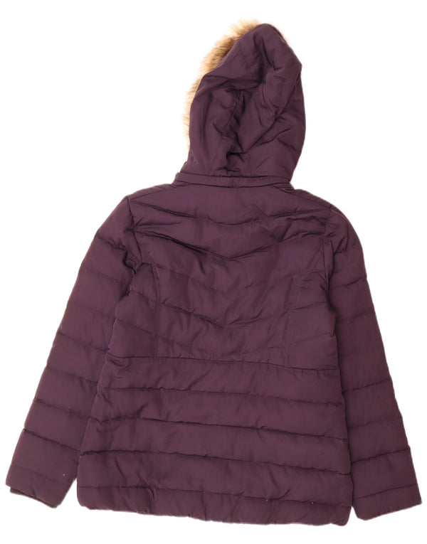 Crew Clothing Damska ocieplana kurtka z kapturem UK 10, mały, fioletowy poliester
