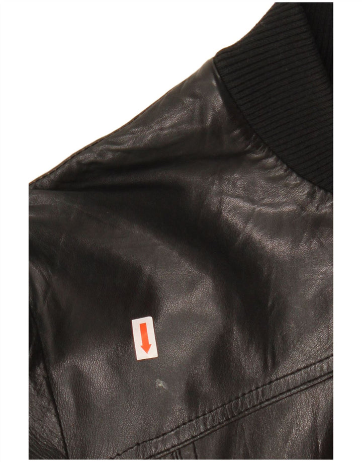 Damska kurtka skórzana CINTI Crop Bomber IT 46, duża czarna skóra