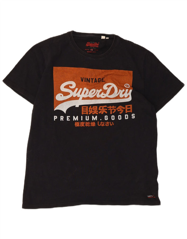 Męski T-shirt z grafiką Superdry, góra XL, czarna, bawełniana