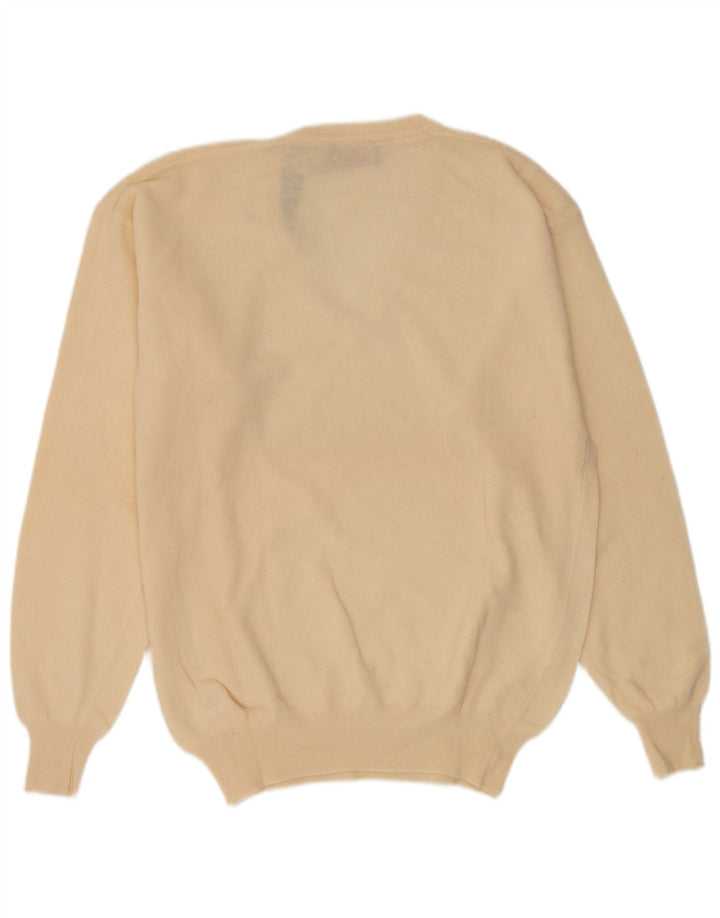 Męski sweter Kappa z dekoltem w szpic, duży, beżowy, wełniany