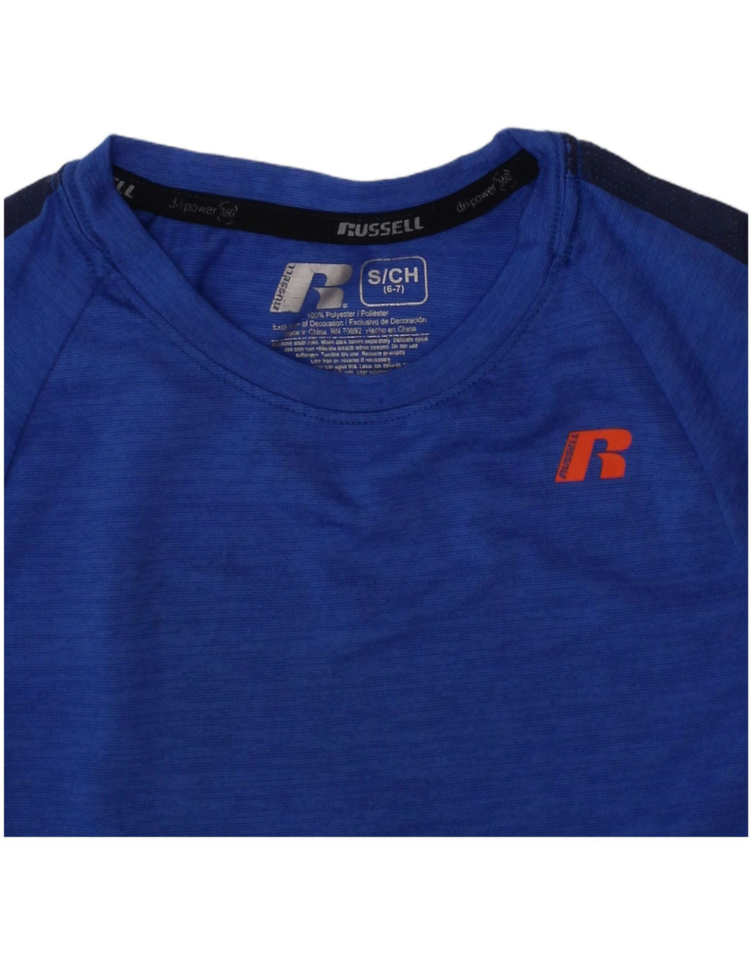 T-shirt chłopięcy Russell Athletic Dri-Power, rozmiar 6-7 lat, mały, niebieski