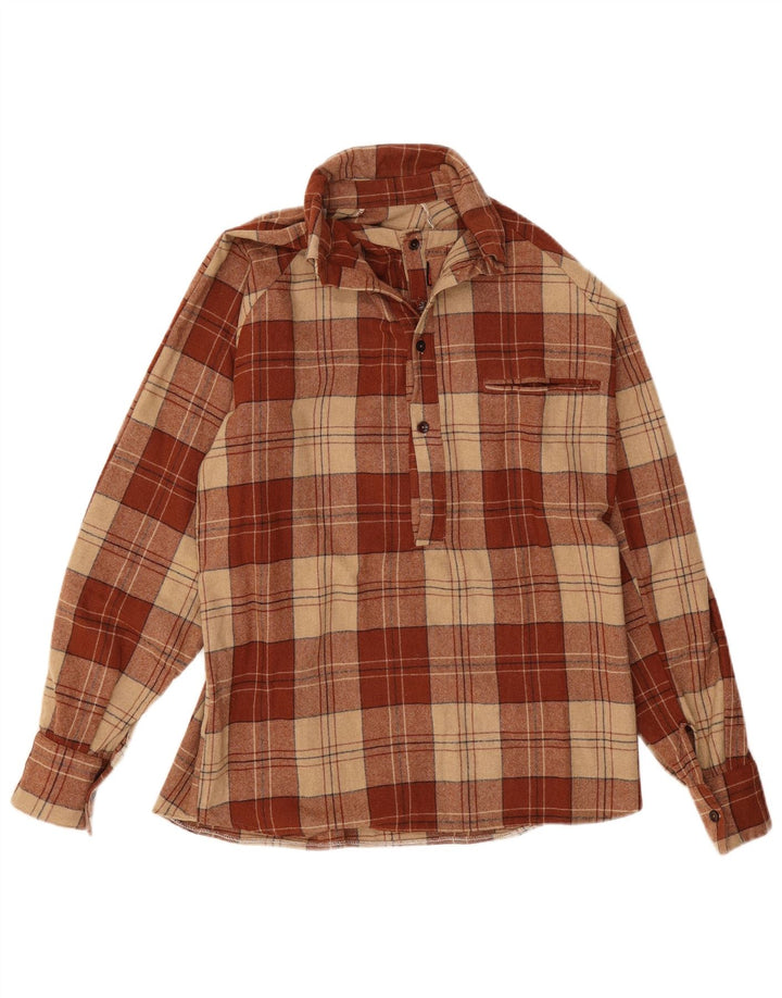 Męska koszula flanelowa w stylu vintage, w średnią brązową kratkę