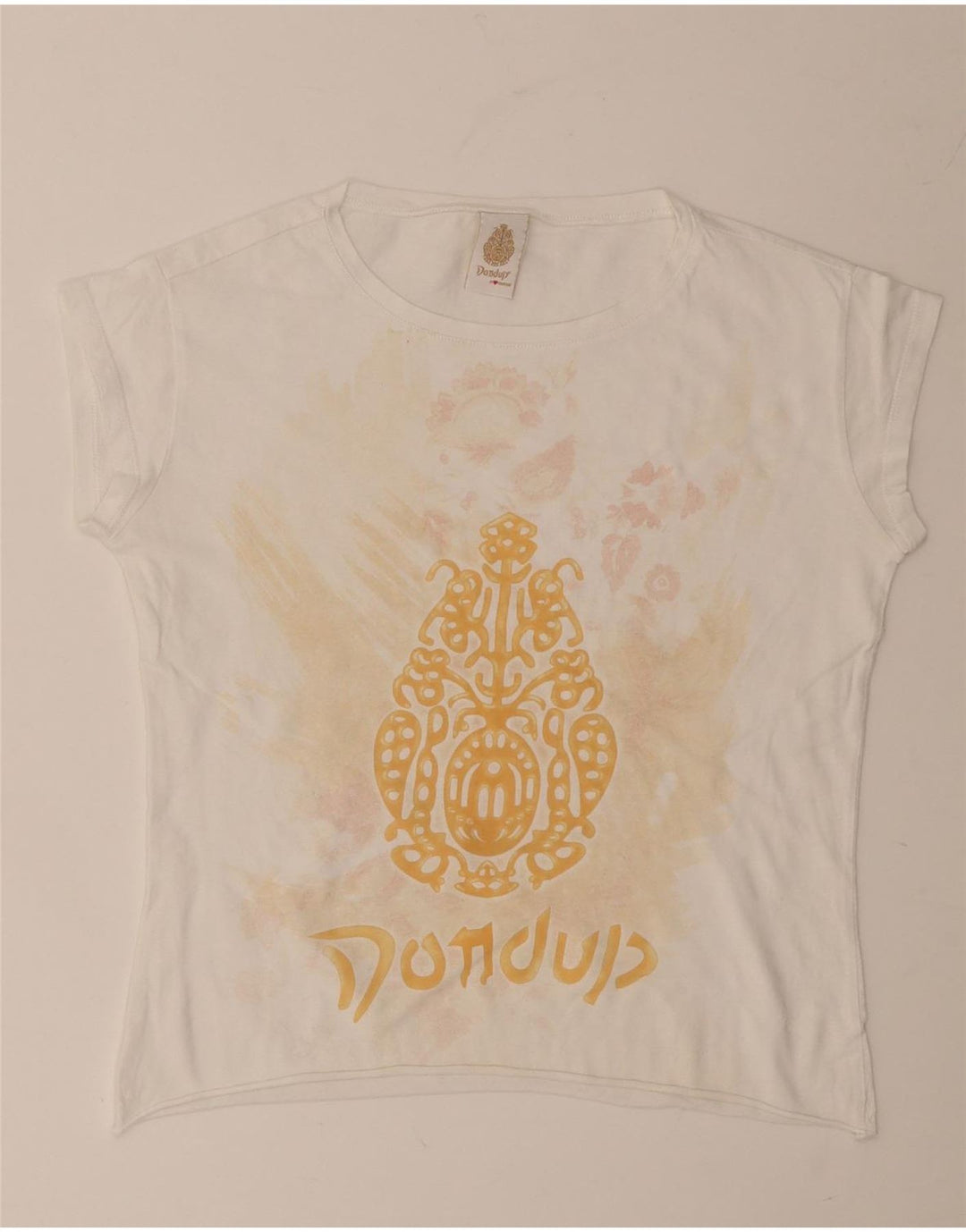 Damska koszulka Crop Dondup z grafiką Top UK 12 Medium White
