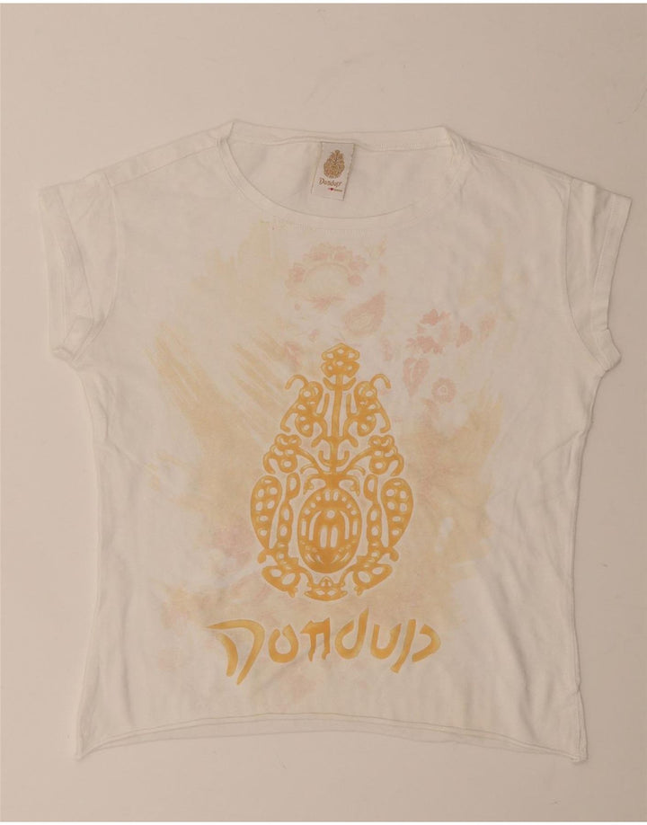 Damska koszulka Crop Dondup z grafiką Top UK 12 Medium White