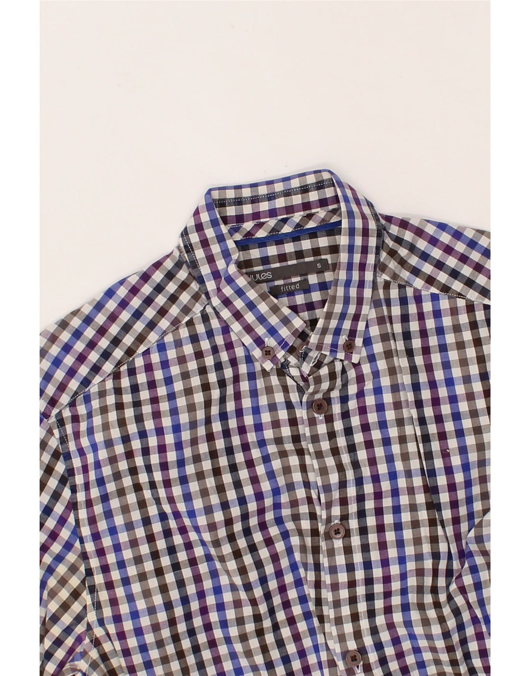 JULES Mens Fitted Shirt Small Multicoloured Gingham Cotton Vintage Jules and Second-Hand Jules from Messina Hembry 