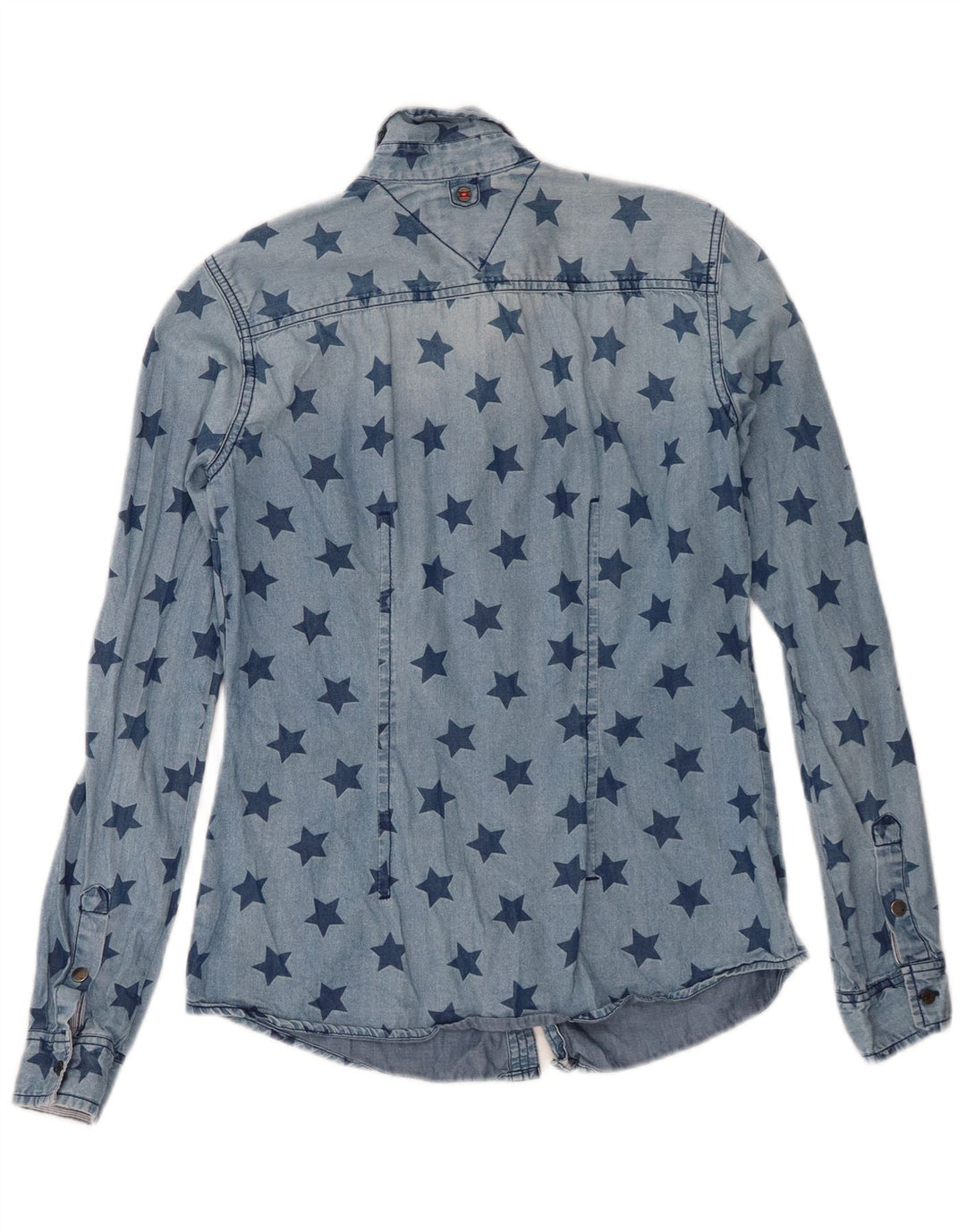 Damska koszula dżinsowa Tommy Hilfiger z abstrakcyjnym wzorem UK 6 XS niebieska