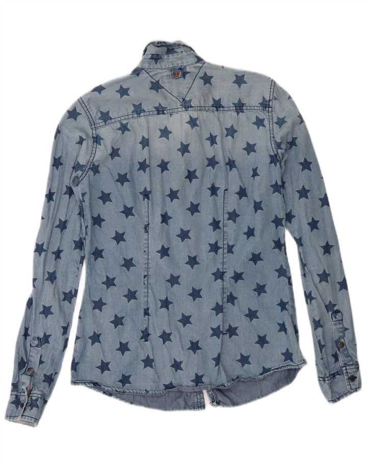 Damska koszula dżinsowa Tommy Hilfiger z abstrakcyjnym wzorem UK 6 XS niebieska