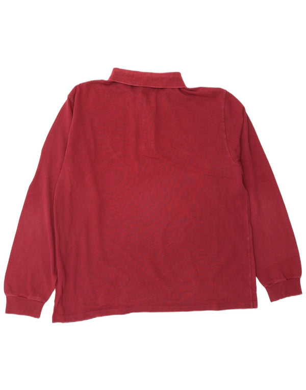 Męska koszulka polo Lacoste z długim rękawem, rozmiar 6 XL, bordowa bawełna