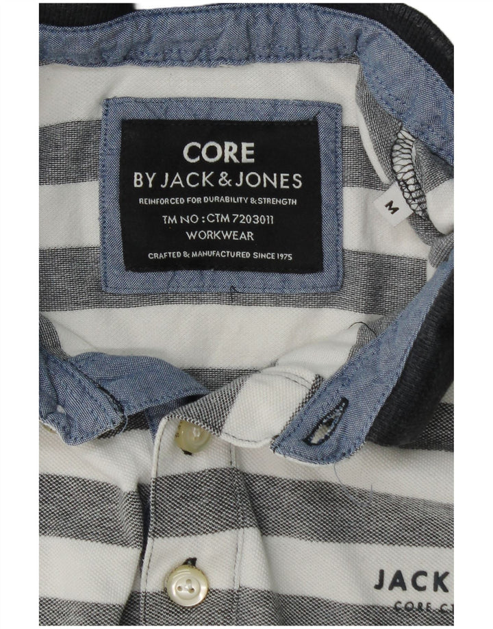 JACK & JONES Boys Polo Shirt 13-14 Years Medium  Grey Striped Cotton