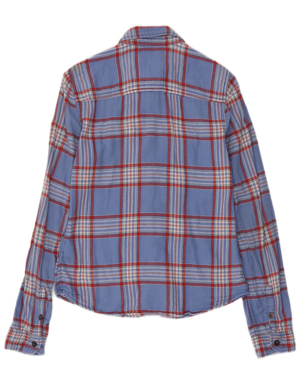 HOLLISTER Damska koszula flanelowa UK 10, mała, niebieska krata, bawełniana