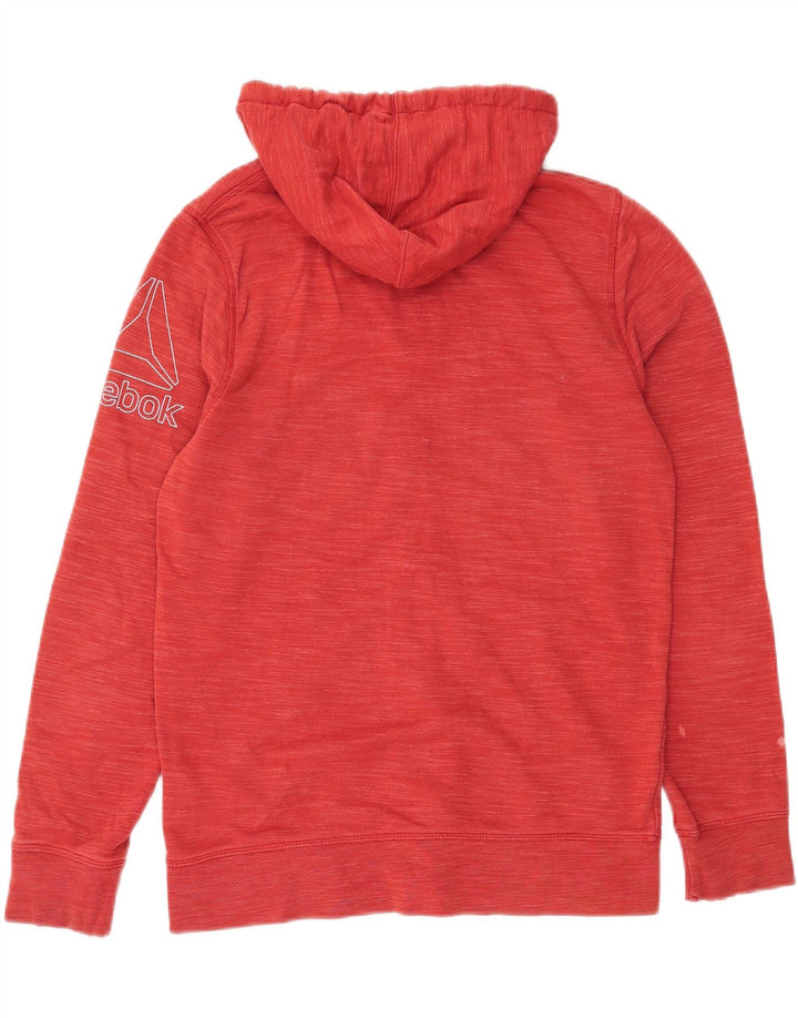 Męski sweter z kapturem i zamkiem błyskawicznym Reebok, średnioczerwony, bawełniany