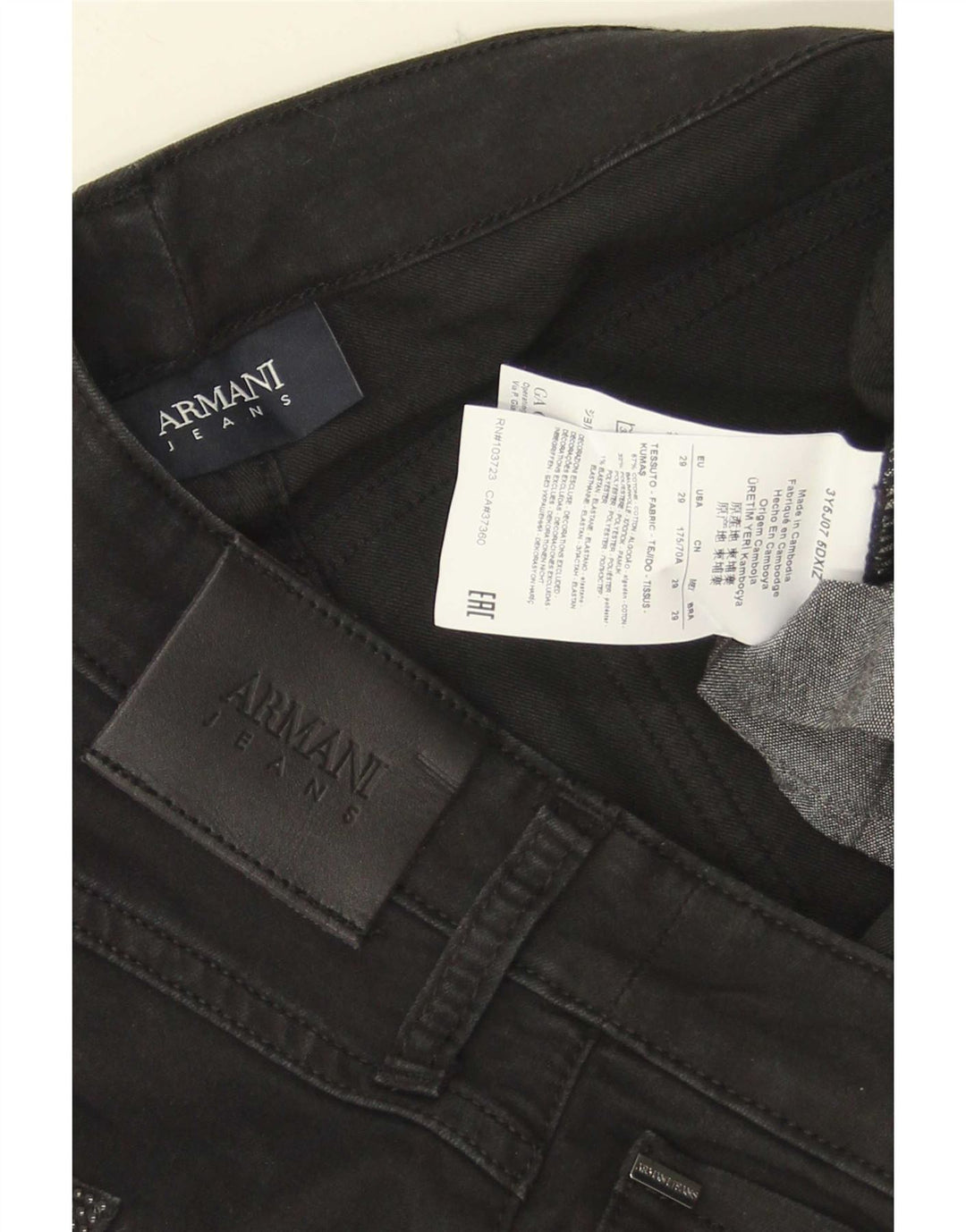 Damskie jeansy rozkloszowane Armani W29 L35 Czarne bawełniane