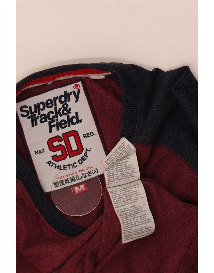 Męski top Superdry z grafiką, długim rękawem, bawełniany w kolorze średniej czerwieni