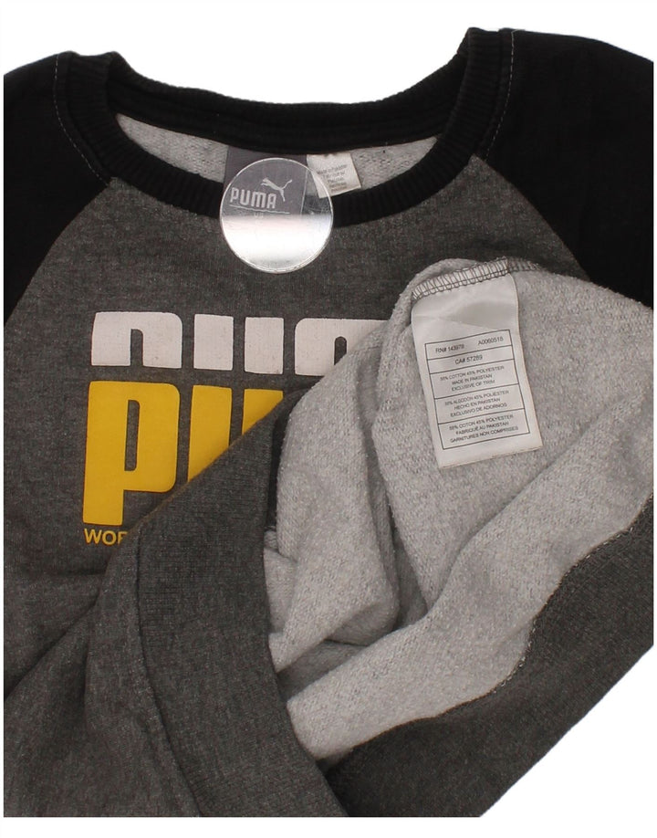 Chłopięca bluza z grafiką Puma, 5-6 lat, szara bawełna