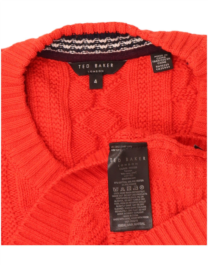 Męski sweter Ted Baker z okrągłym dekoltem, rozmiar 4, duży, czerwony, bawełniany