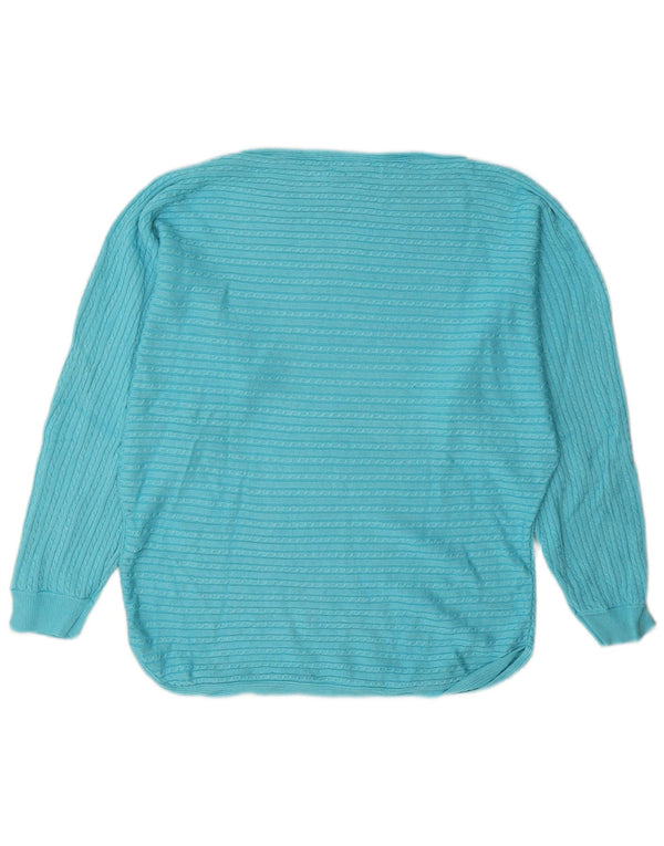 Damski sweter Ralph Lauren z dekoltem w łódkę UK 18 XL Turkusowa wiskoza